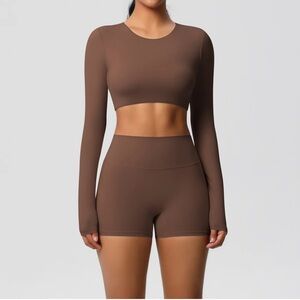 Long Sleeve Crop Top and Shorts Set